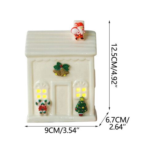 Ceramic Christmas Houses Decor Set White Multicolor 6 Pieces 2