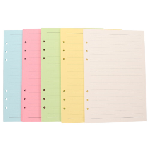 A5 Lined Refill Paper 100 Sheets 5 Colors 6-Hole Punch 1