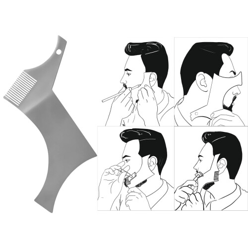 Stainless Steel Beard Shaping Template with Comb for Men 1