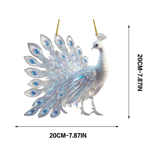 White Peacock Window Ornament Acrylic 2D 2