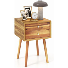 GOFLAME Nightstand Wooden 2-Drawer Mid-Century Modern
