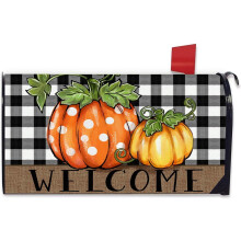 Pumpkin Mailbox Cover Magnetic 21x18 Inch Buffalo Plaid
