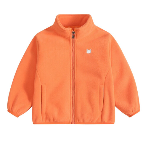 Kids Turtleneck Jacket Solid Color Bear Print Warm-Lined