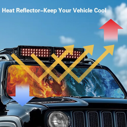 Foldable Windshield Sun Shade for Jeep Wrangler JL/JLU & 2