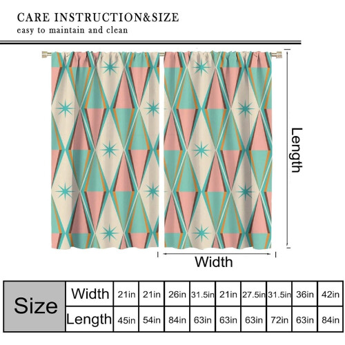 Mid Century Curtains Retro 50s Pattern 2 Panels 84x84 in 1
