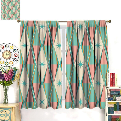 Mid Century Curtains Retro 50s Pattern 2 Panels 84x84 in 2