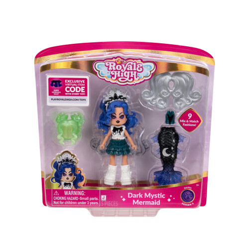 Royale High 3" Dunkle Mystik Meerjungfrau Modepuppe - 1 Figur mit 9 Modeaccessoires - Virtueller Code