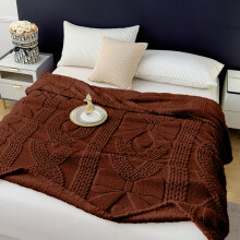 Raschel Blanket Soft Thick Double Layer Brown 28x39in