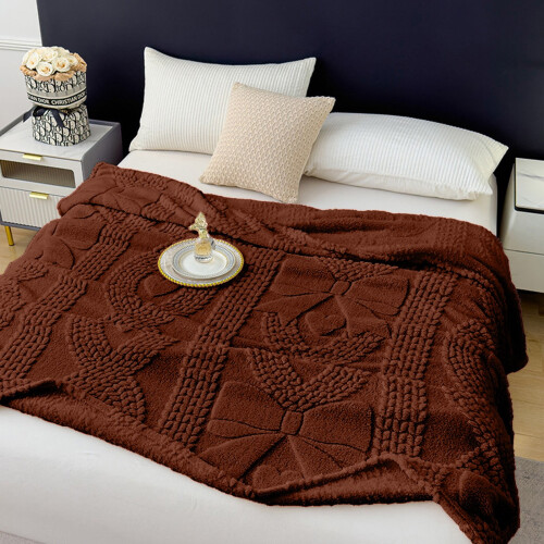 Raschel Blanket Soft Thick Double Layer Brown 28x39in