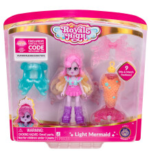 Muñeca de Moda Sirena Light 3” Royale High - 1 Figura con 9 Accesorios - Código de Ítem Virtual Incluido - Serie 3 - A partir de 5 años