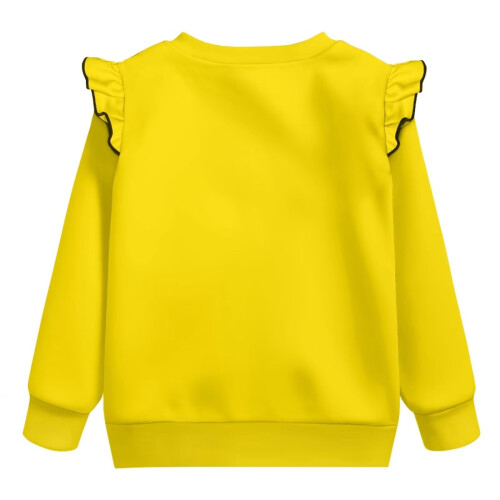 Girls Yellow Pullover Hoodie Long Sleeve Ruffle Sweatshirt 1