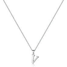 Sterling Silver Initial Pendant Necklace A-Z on Figaro Chain