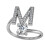 Women's Stainless Steel Initial Ring with Cubic Zirconia, 1