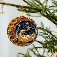 Navy Blue and Gold Acrylic Christmas Ornament 1 pc