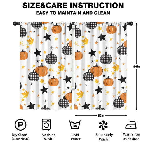 Pumpkin Pattern Kitchen Curtains Set of 2 Tier Rod Pocket 1