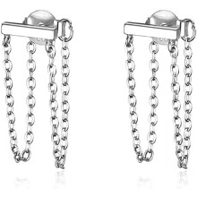 Sterling Silver Bar Tassel Drop Earrings for Women