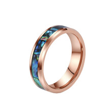 Unisex Tungsten Ring with Abalone Shell and Opal Inlay 6mm