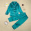Girls Pajama Set Glitter Satin Solid Green 2-Piece 3