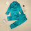 Girls Pajama Set Glitter Satin Solid Green 2-Piece 4