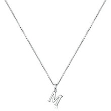 Sterling Silver Initial Pendant Necklace with Figaro Chain