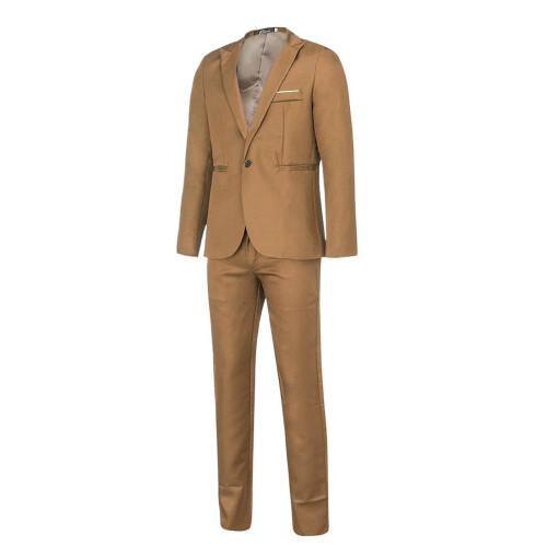 Men's Slim Fit Solid 2-Piece Suit Set