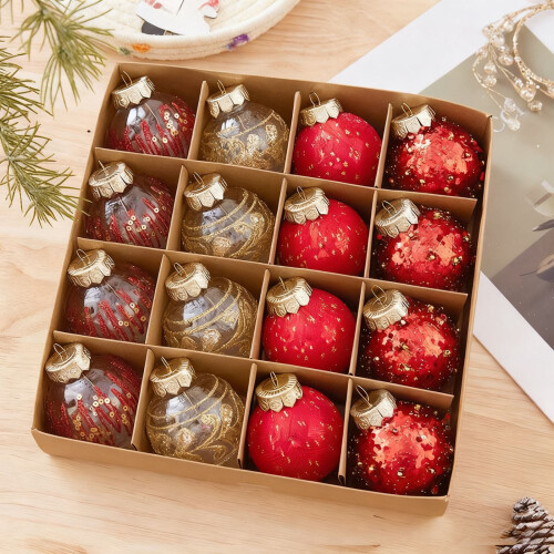Champagne Black Gold Christmas Balls Plastic 16