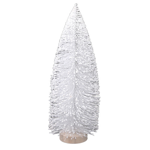 White Mini Christmas Tree with Wooden Base 11.8 inch