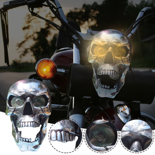 Skull Motorcycle Headlight Halogen Front Light 1pc