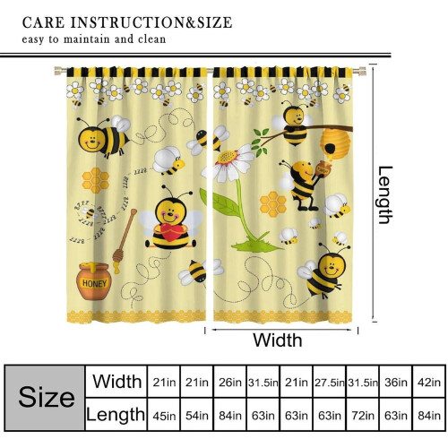 Honey Bees Curtains Cartoon Bee Pattern Thermal Insulated 2 2
