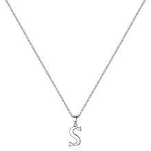 Sterling Silver Initial Pendant Necklace with Figaro Chain