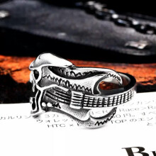 Men's Vintage Skull Guitar Ring Stainless Steel Punk Ring