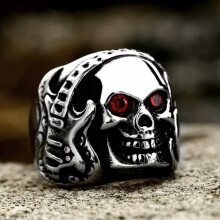 Gothic Guitar Skull Ring Stainless Steel Size 9