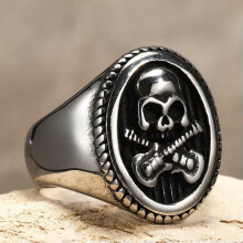 Gothic Cross Skull Ring Stainless Steel Size 9