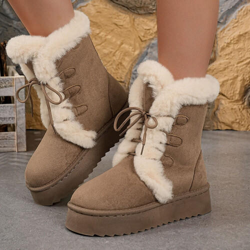 Women's Snow Boots Khaki Size 7.5 Cushioned Hook & Loop 1