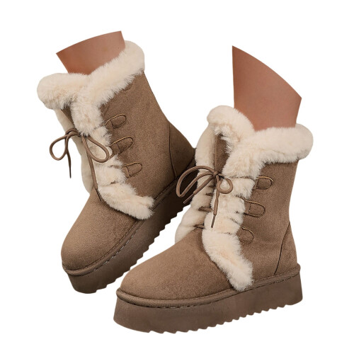 Women's Snow Boots Khaki Size 7.5 Cushioned Hook & Loop 2
