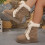 Women's Snow Boots Khaki Size 7.5 Cushioned Hook & Loop 7