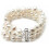 Sterling Silver White Baroque Pearl Bracelet 3 Rows 8-9mm 1