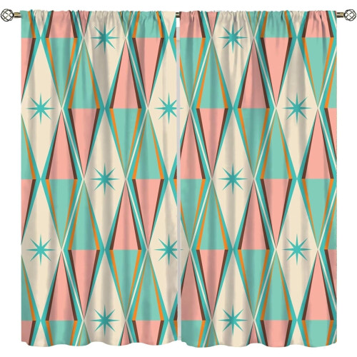 Mid Century Curtains Retro Fifties Pattern 63x63 in 2-Panel