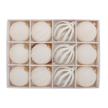 Velvet Christmas Balls Ornament Set 12 pcs 2.4 inch beige