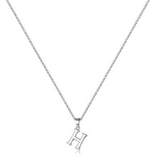 Sterling Silver Initial Pendant Necklace A-Z on Figaro Chain