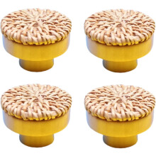 Wooden Cabinet Handles Round Log Style 45mm White 4 pcs