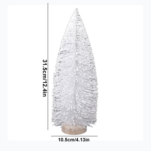 White Mini Christmas Tree with Wooden Base 11.8 inch 2