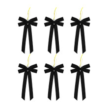 Black Velvet Christmas Bows Set 6 pcs 5.1x10.2 inches