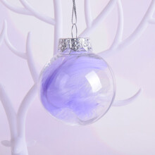 Christmas Feather Ornament Clear Acrylic Ball Purple 1 Piece