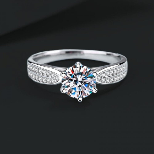 Sterling Silver Adjustable Ring with 1 ct Moissanite 1