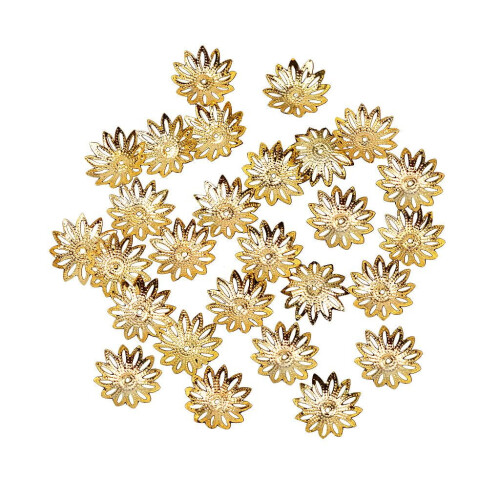 Hollow Flower End Bead Caps Gold 16mm 100 pcs