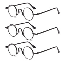 Presbyopia Glasses Black Circular Metal 3 Pairs 41mm