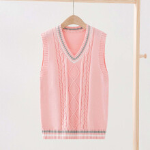 V Neck School Sweater Vest for Girls Knit Pullover Pink