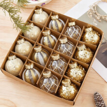 Champagne Black Gold Christmas Balls Plastic 16