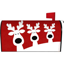 Elk Mailbox Cover Red Reindeer Design 25.5x21 Inch
